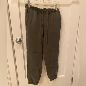 Zara olive jogger pants with silver stripe down leg